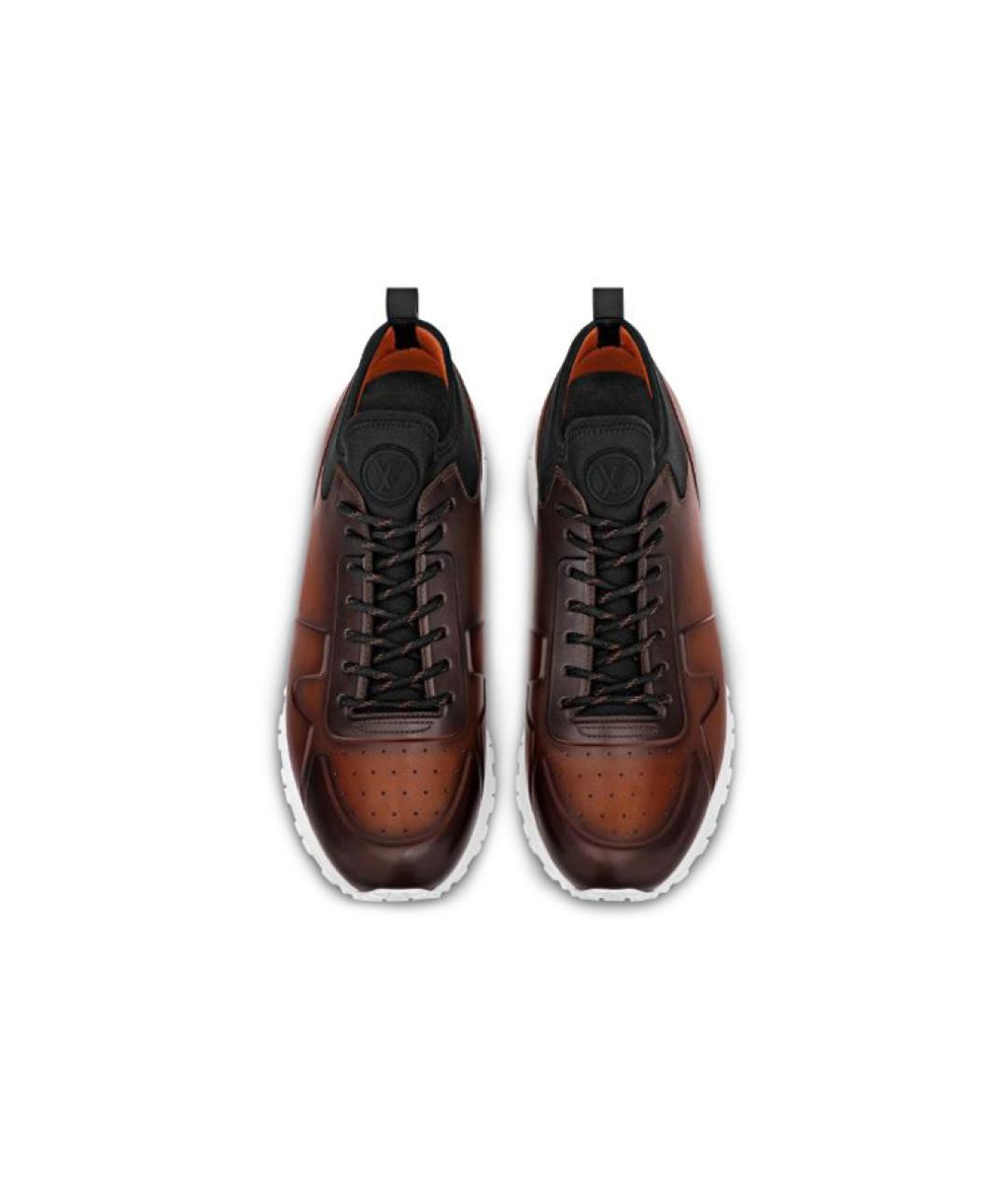 LOUIS VUITTON Коричневые кожаные низкие кроссовки / кеды, фото 4