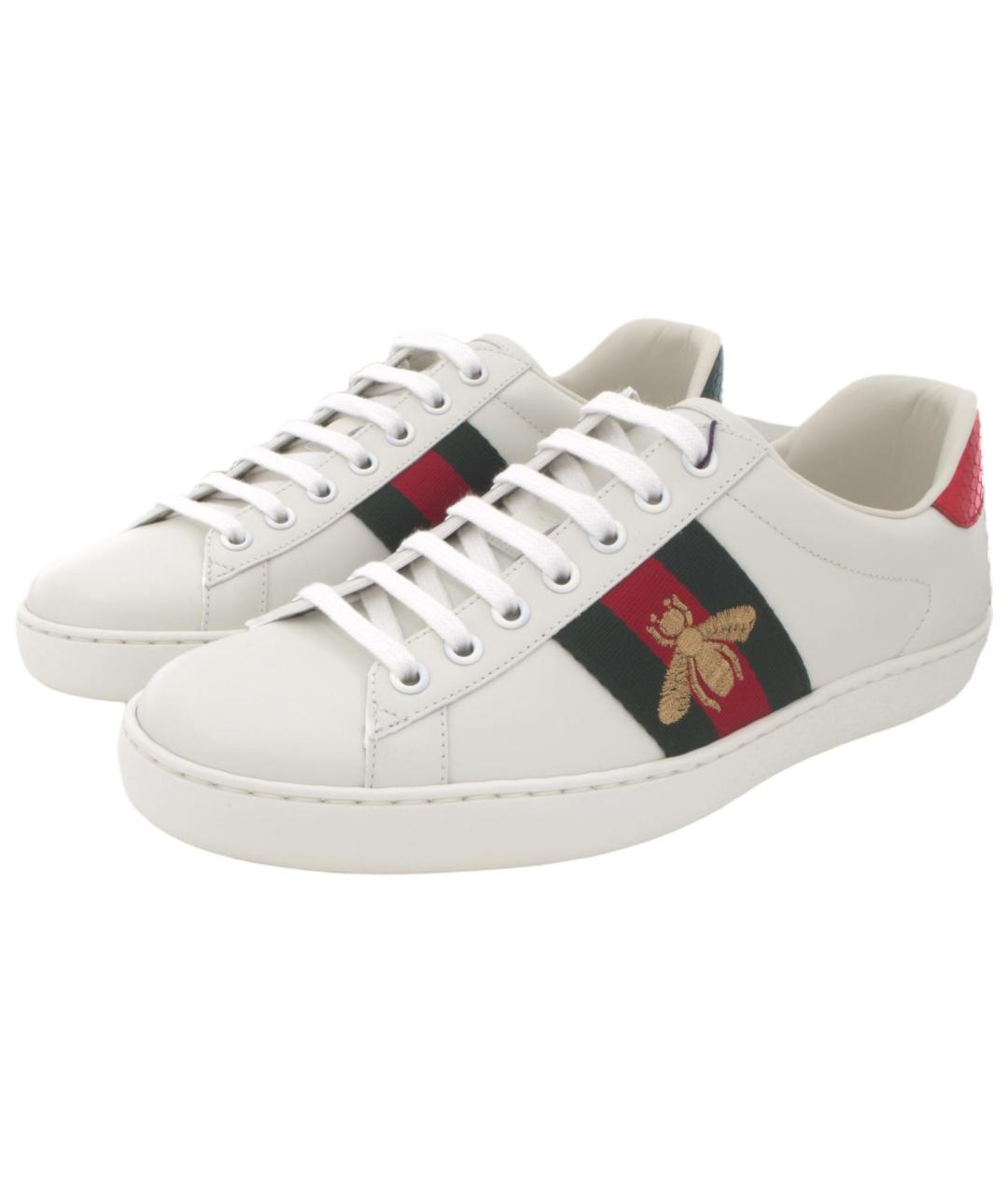 GUCCI Белые кожаные низкие кроссовки / кеды, фото 3