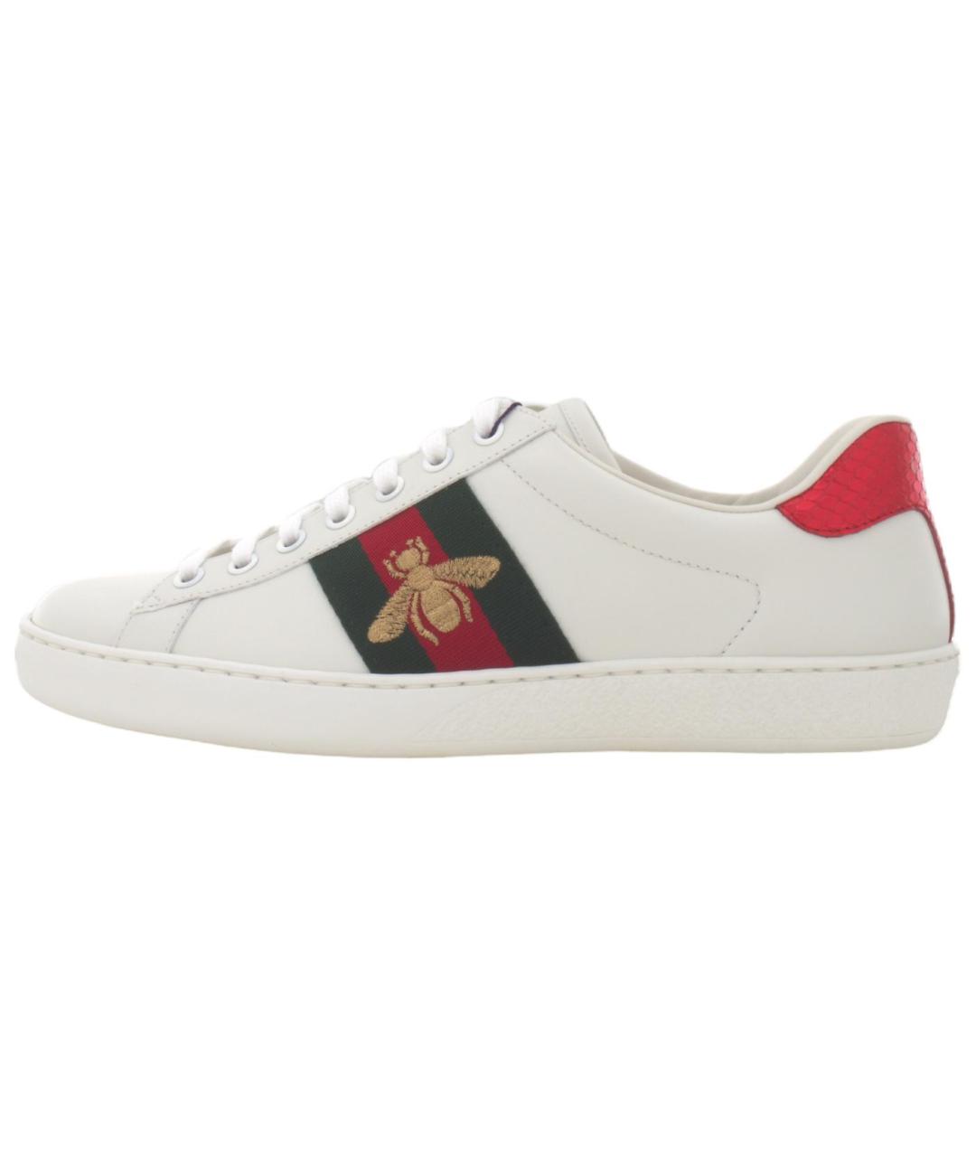 GUCCI Белые кожаные низкие кроссовки / кеды, фото 6