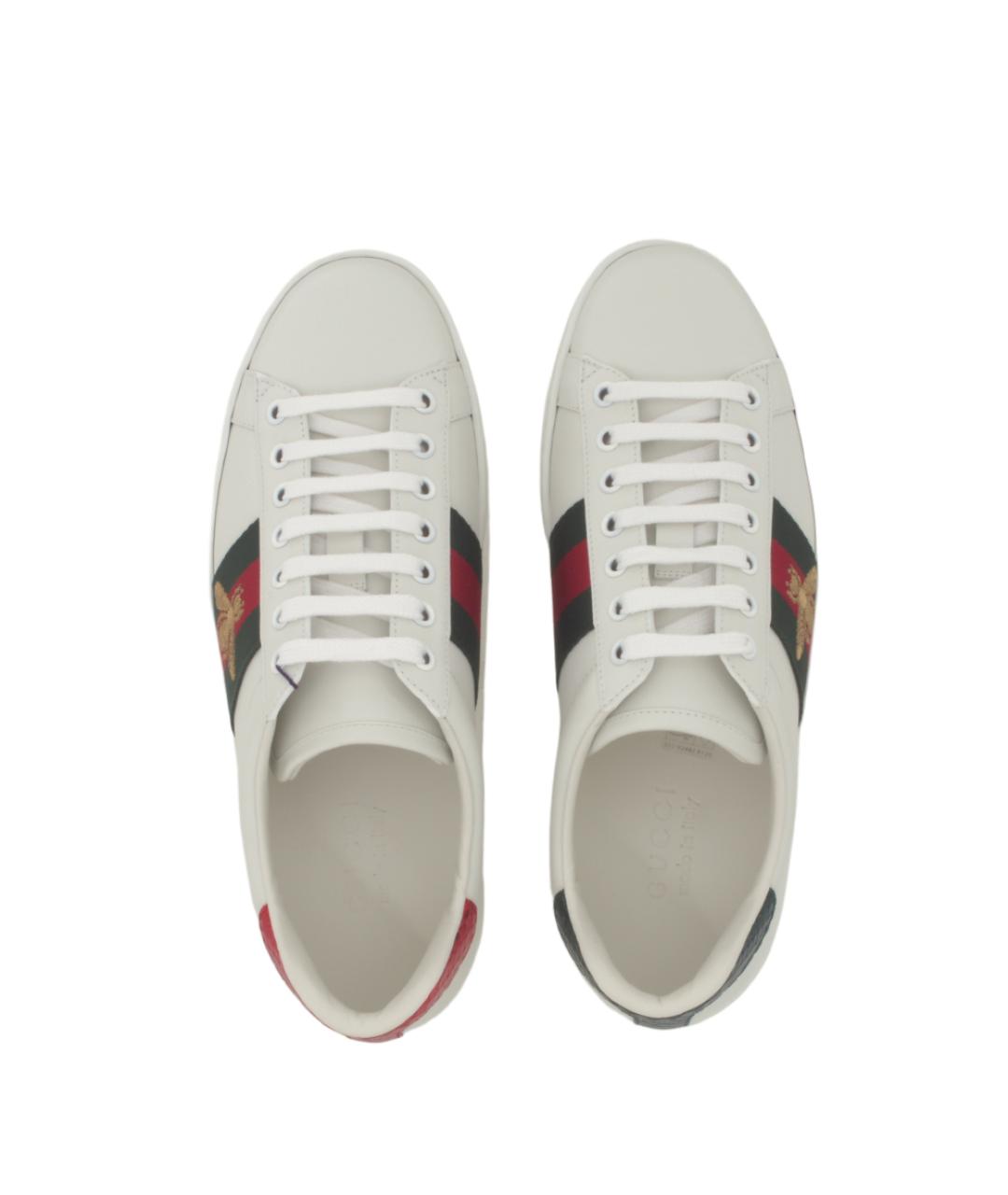 GUCCI Белые кожаные низкие кроссовки / кеды, фото 4