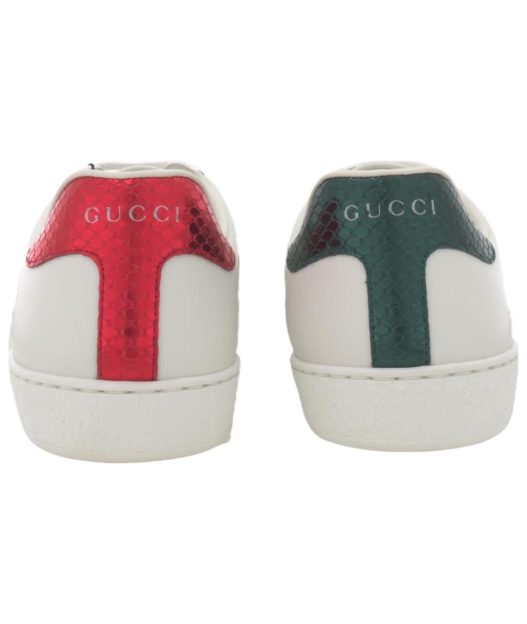 GUCCI Белые кожаные низкие кроссовки / кеды, фото 5