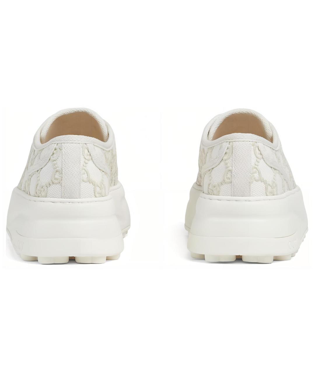 GUCCI Белые текстильные кроссовки, фото 5