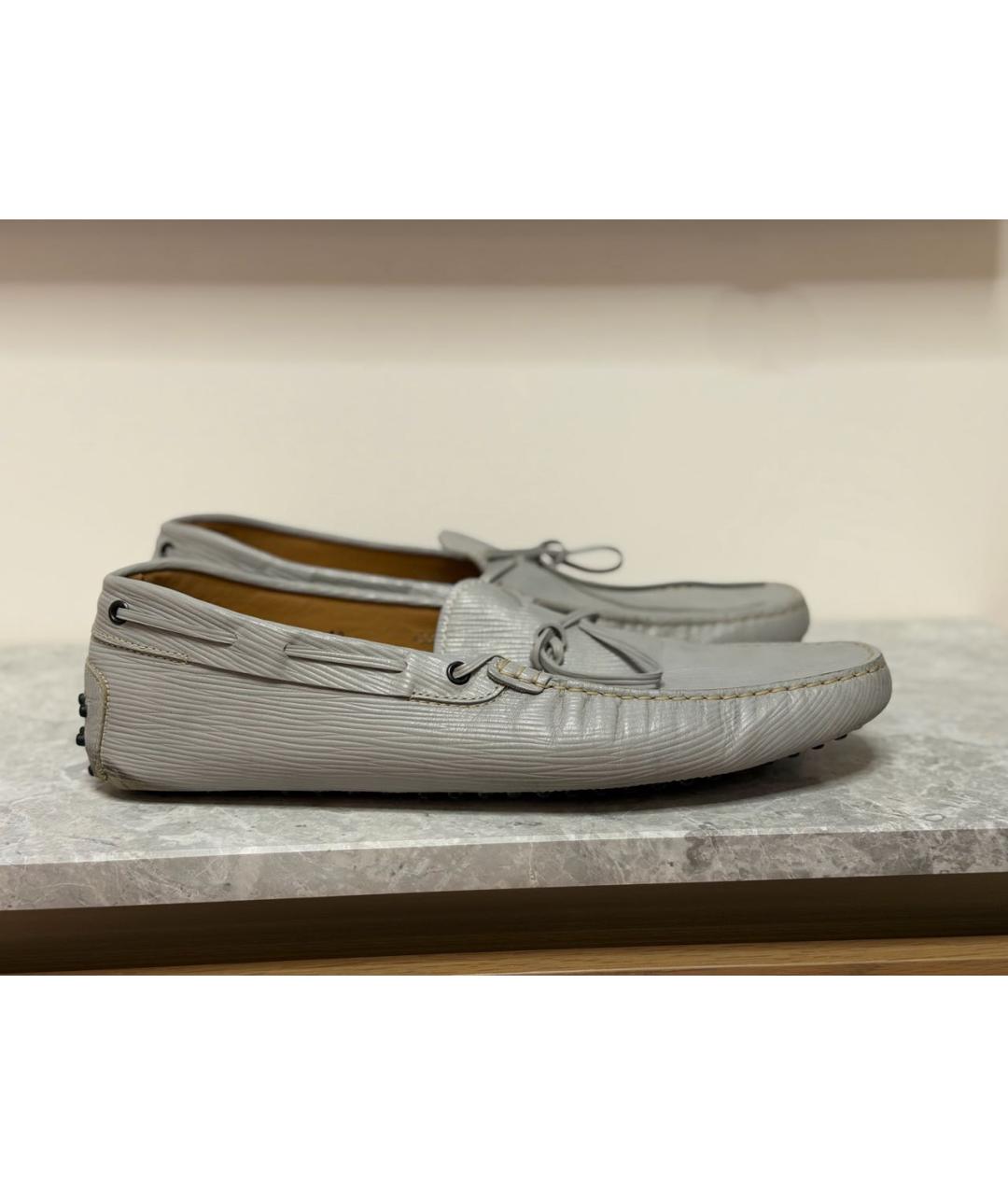 TOD'S Серые кожаные мокасины, фото 5