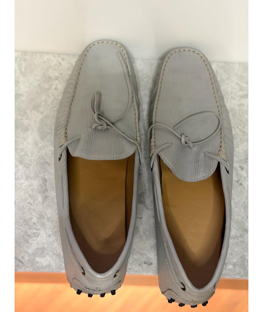 TOD'S Серые кожаные мокасины, фото 3