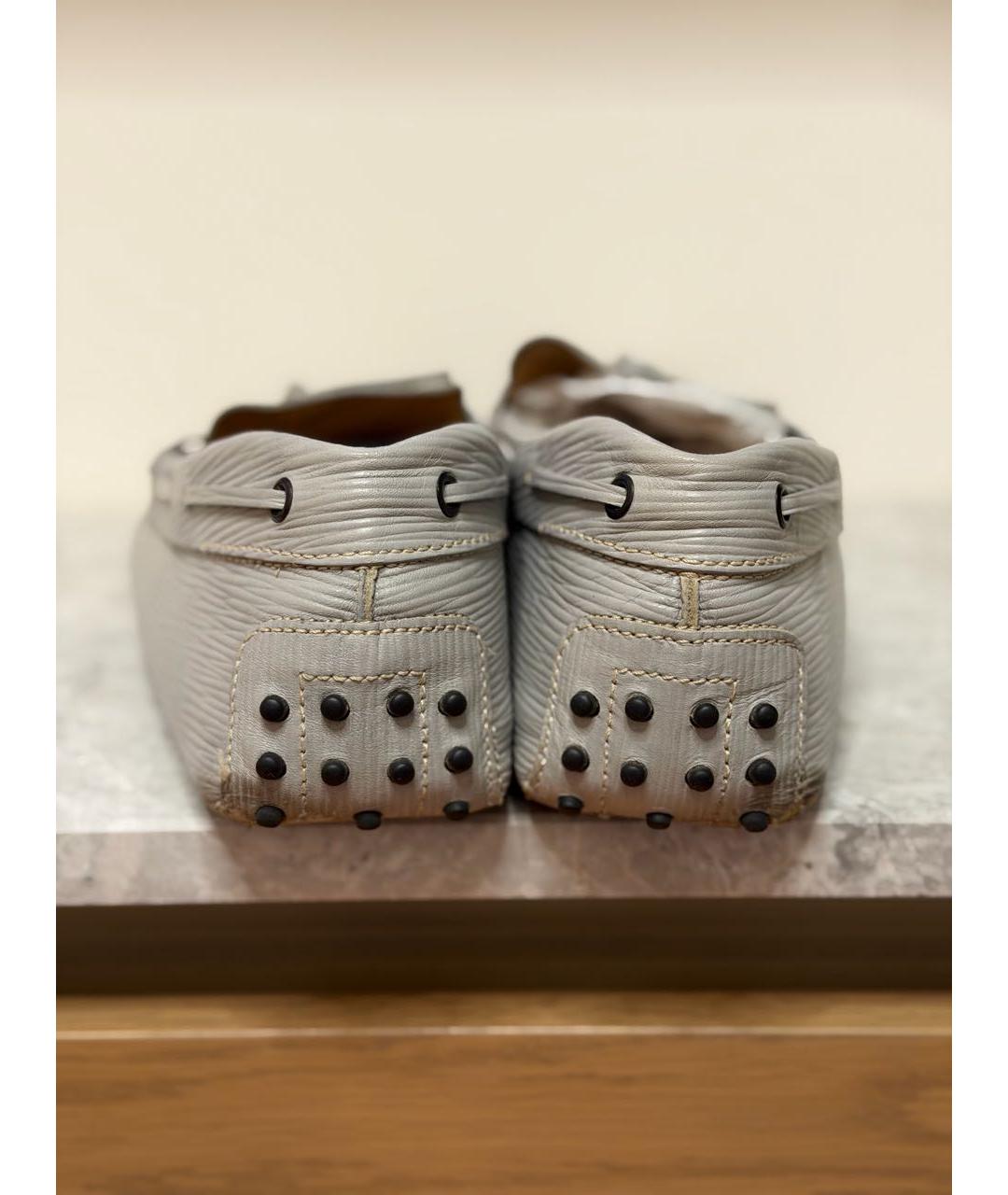 TOD'S Серые кожаные мокасины, фото 4