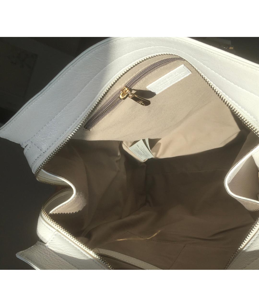 VERSACE Белая кожаная сумка тоут, фото 7