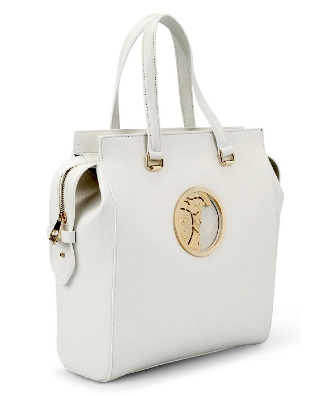 VERSACE Белая кожаная сумка тоут, фото 10