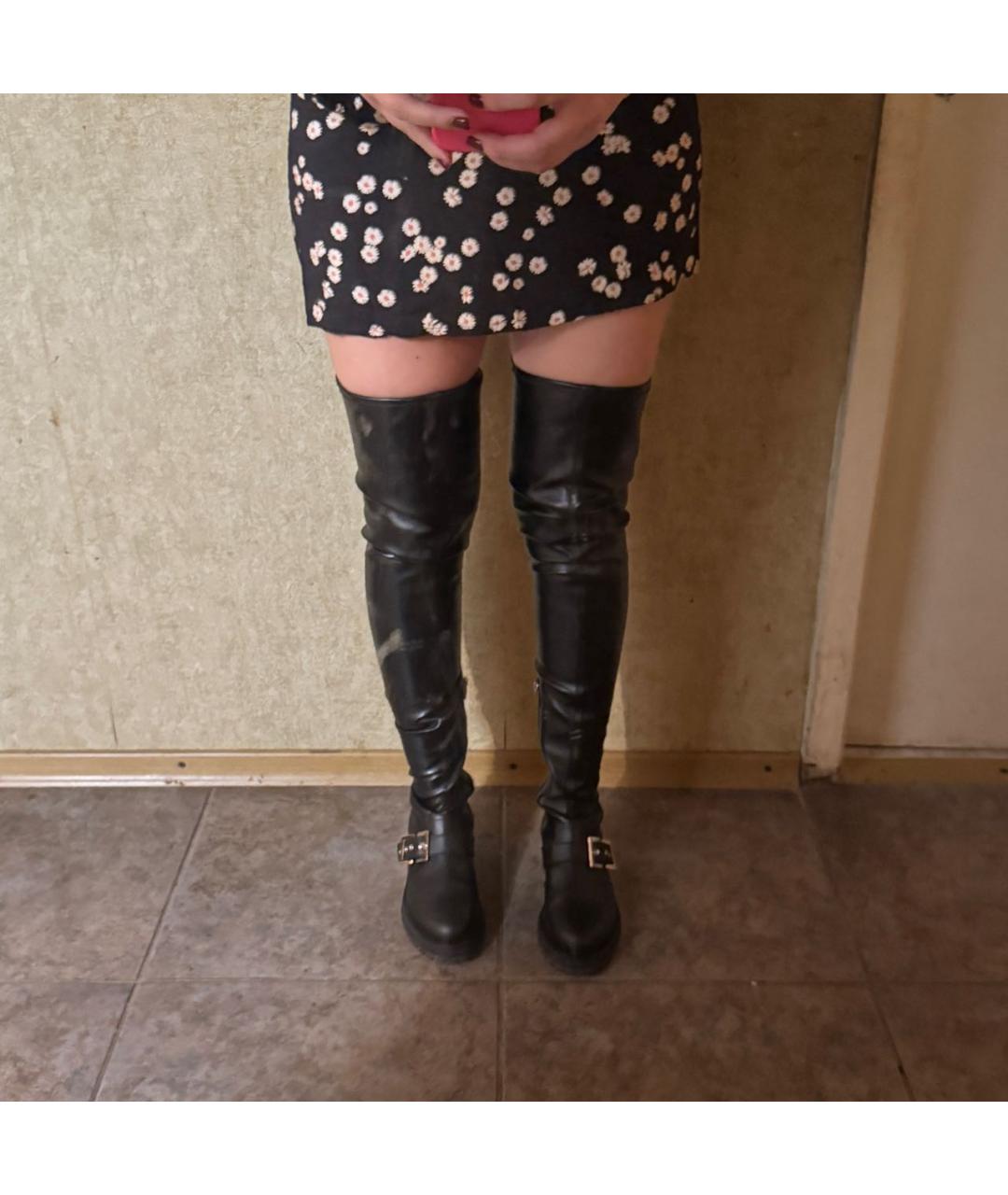 SERGIO ROSSI Черные кожаные ботфорты, фото 7