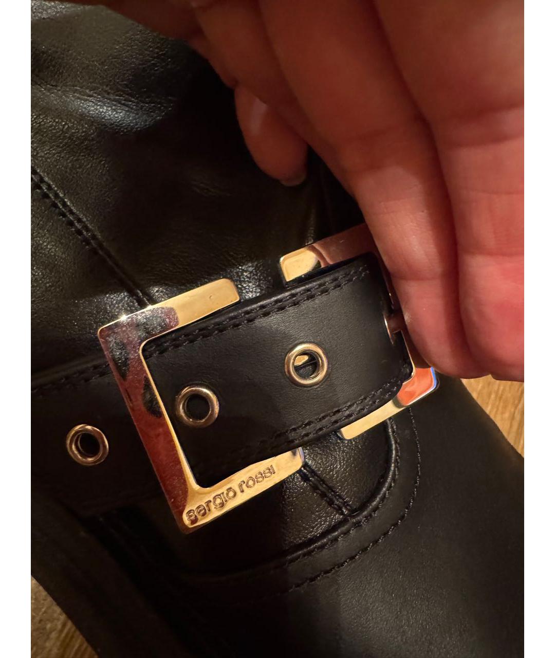 SERGIO ROSSI Черные кожаные ботфорты, фото 3