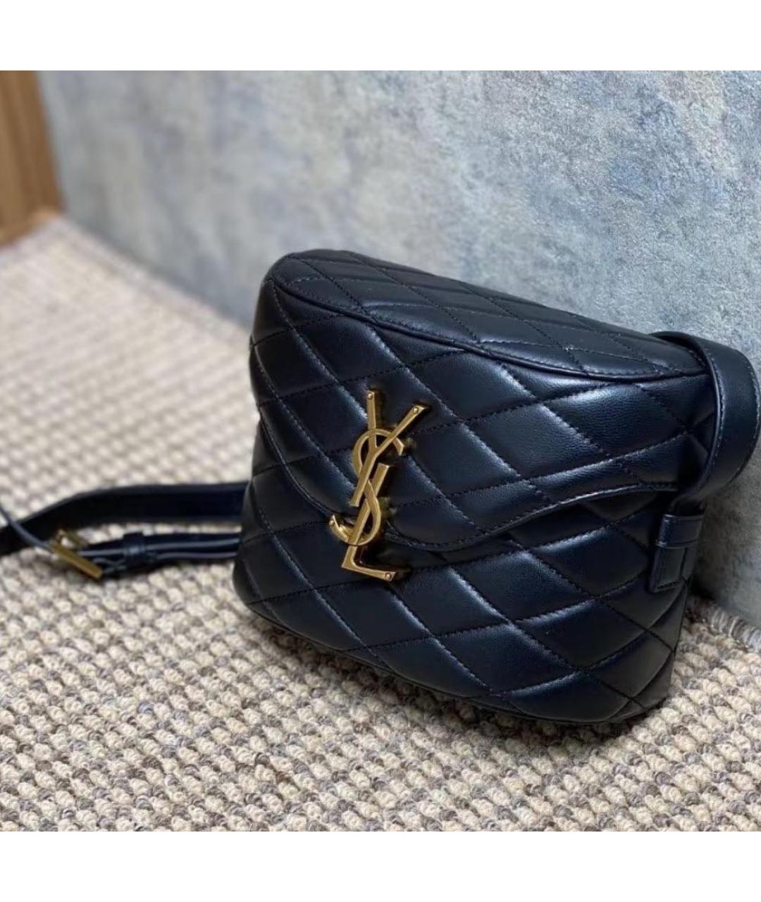 SAINT LAURENT Черная кожаная сумка через плечо, фото 2