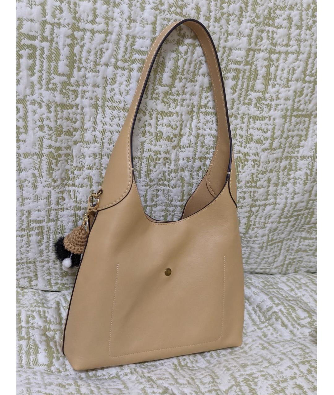 COACH Бежевая кожаная сумка тоут, фото 2