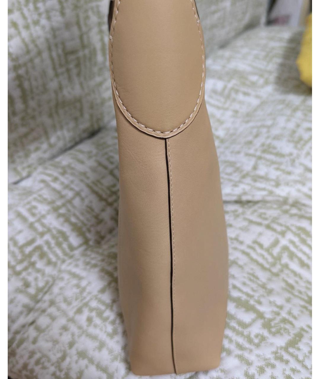 COACH Бежевая кожаная сумка тоут, фото 4