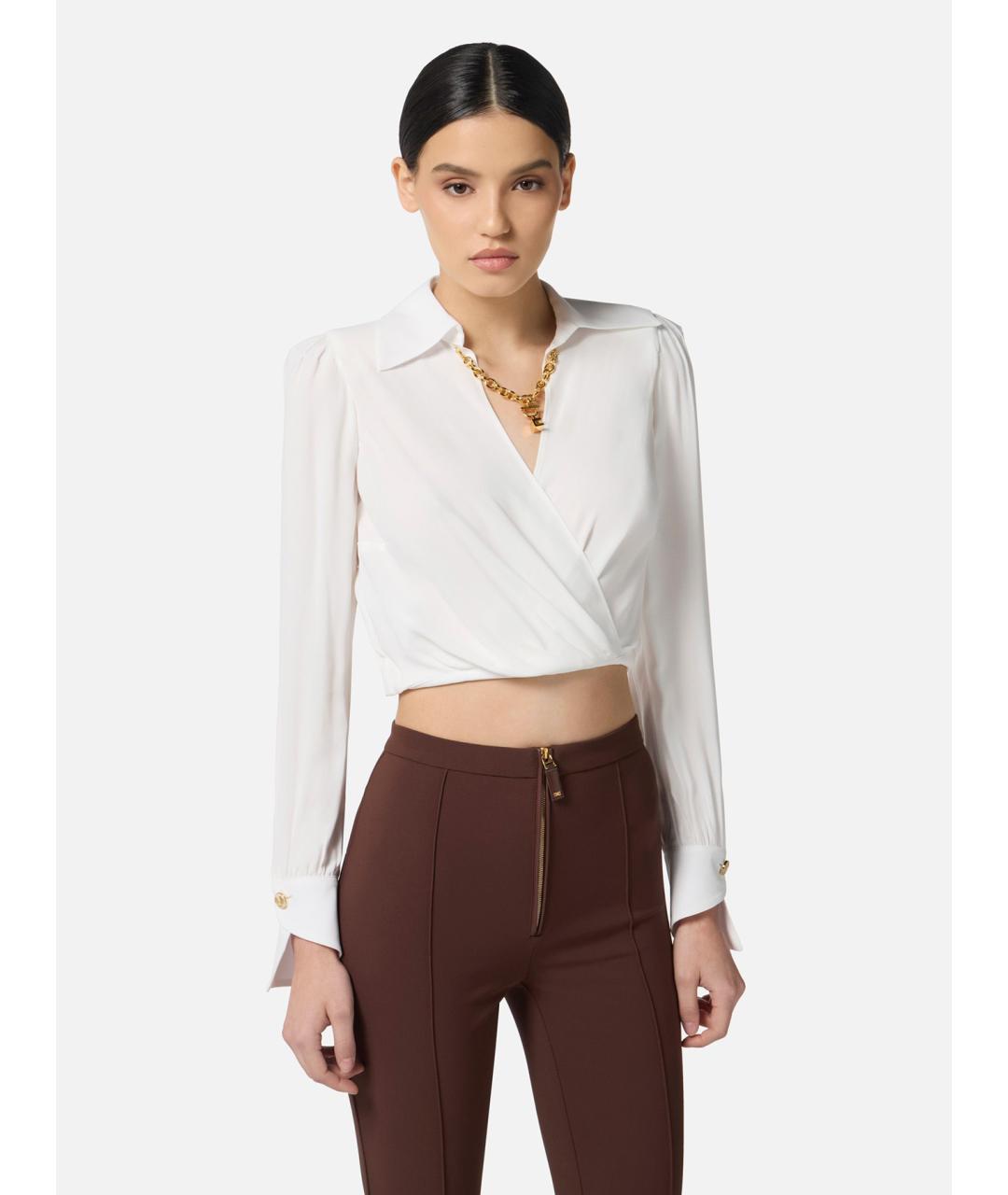 ELISABETTA FRANCHI Белая вискозная рубашка, фото 3