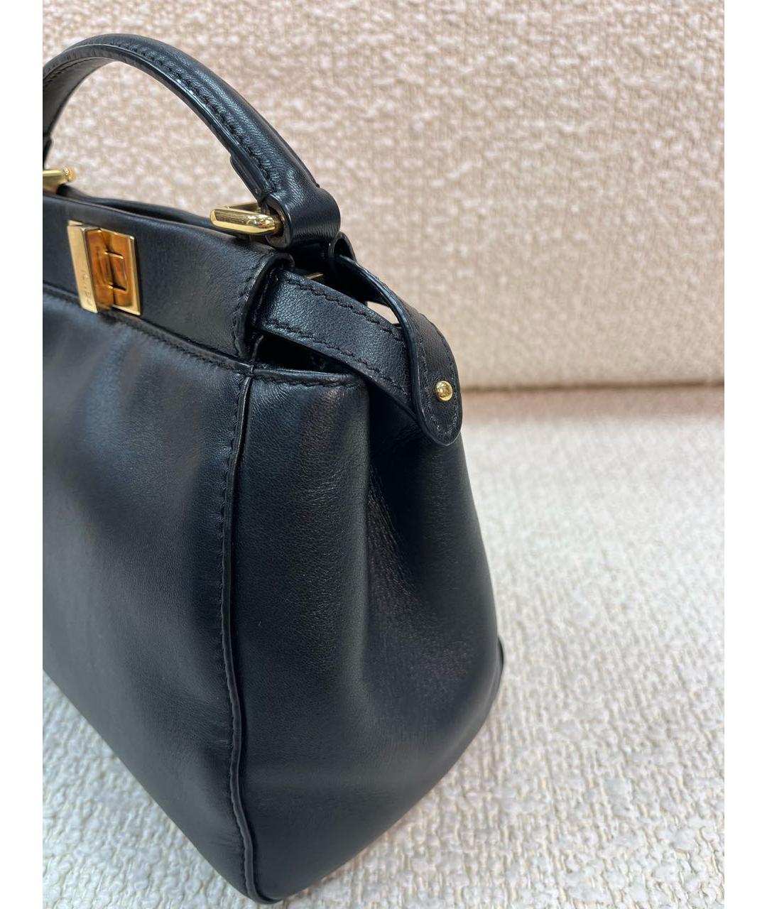 FENDI Черная кожаная сумка с короткими ручками, фото 8