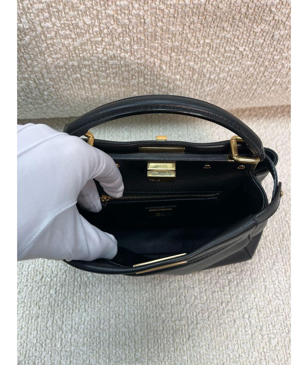 FENDI Черная кожаная сумка с короткими ручками, фото 4