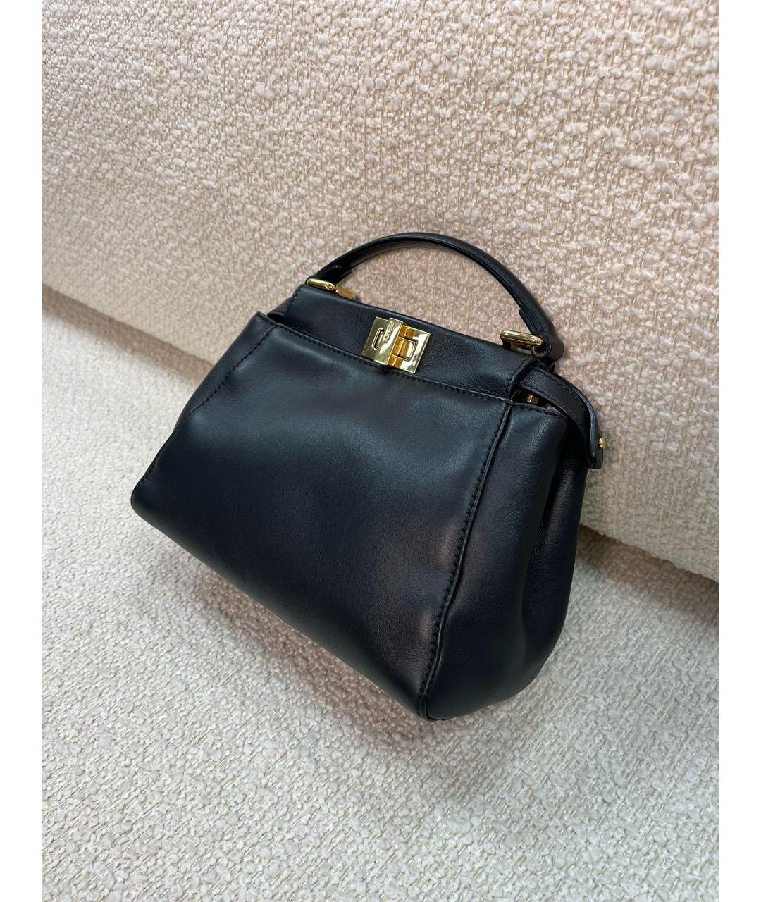 FENDI Черная кожаная сумка с короткими ручками, фото 5