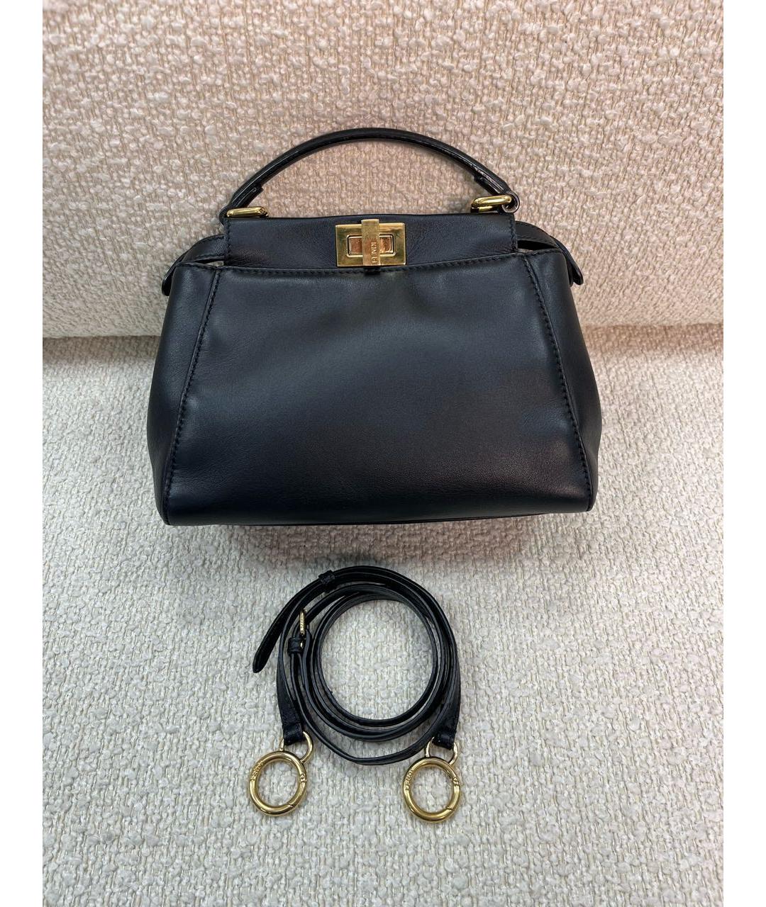 FENDI Черная кожаная сумка с короткими ручками, фото 3