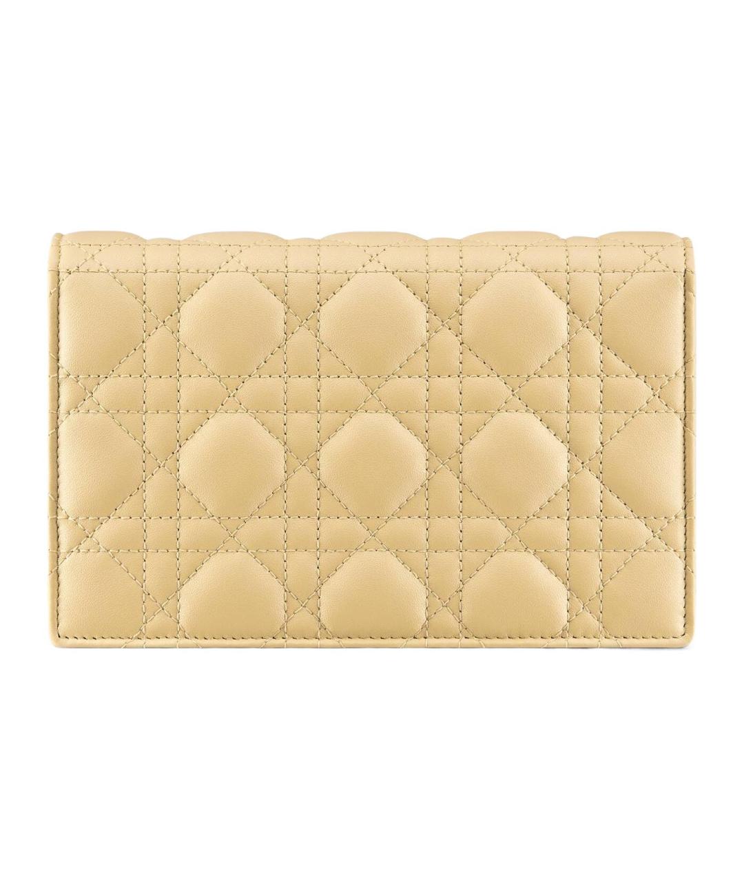 CHRISTIAN DIOR Золотая кожаная сумка через плечо, фото 2