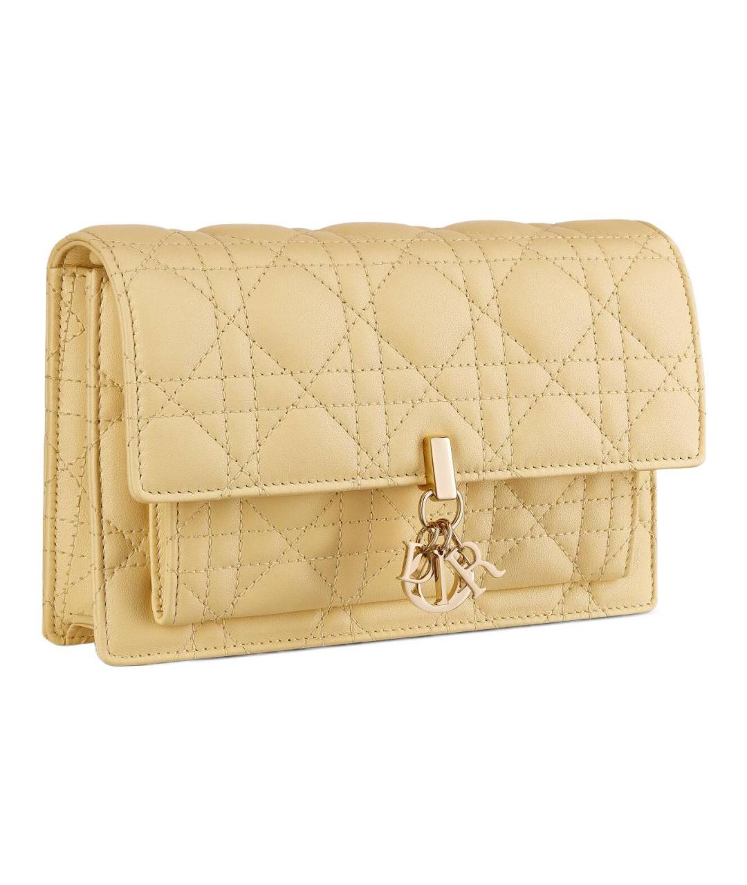 CHRISTIAN DIOR Золотая кожаная сумка через плечо, фото 3