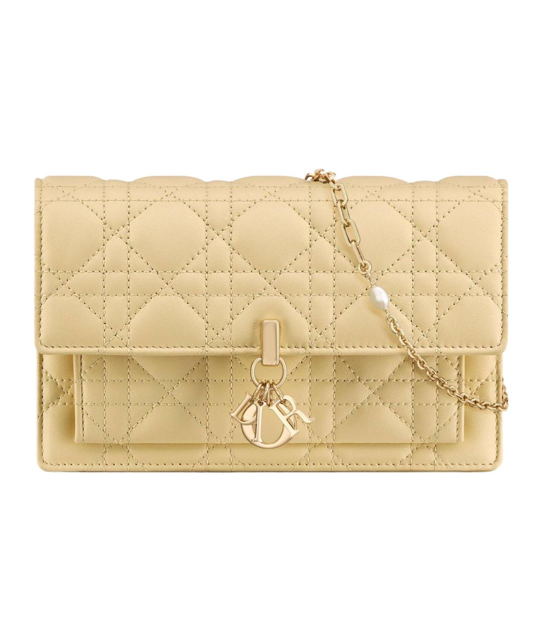 CHRISTIAN DIOR Золотая кожаная сумка через плечо, фото 1