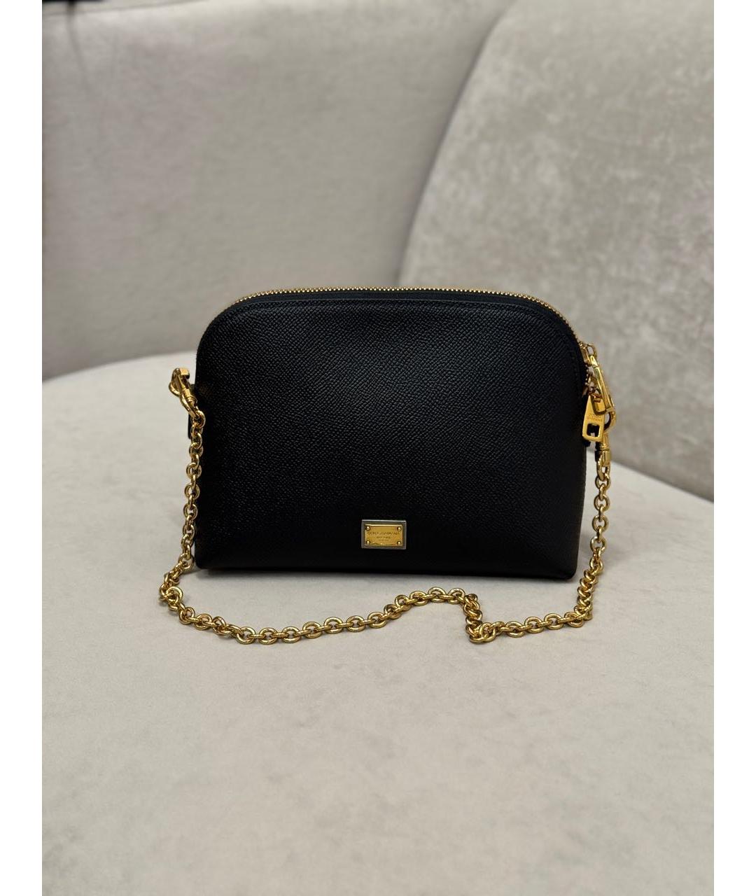 DOLCE&GABBANA Черная кожаная сумка через плечо, фото 2