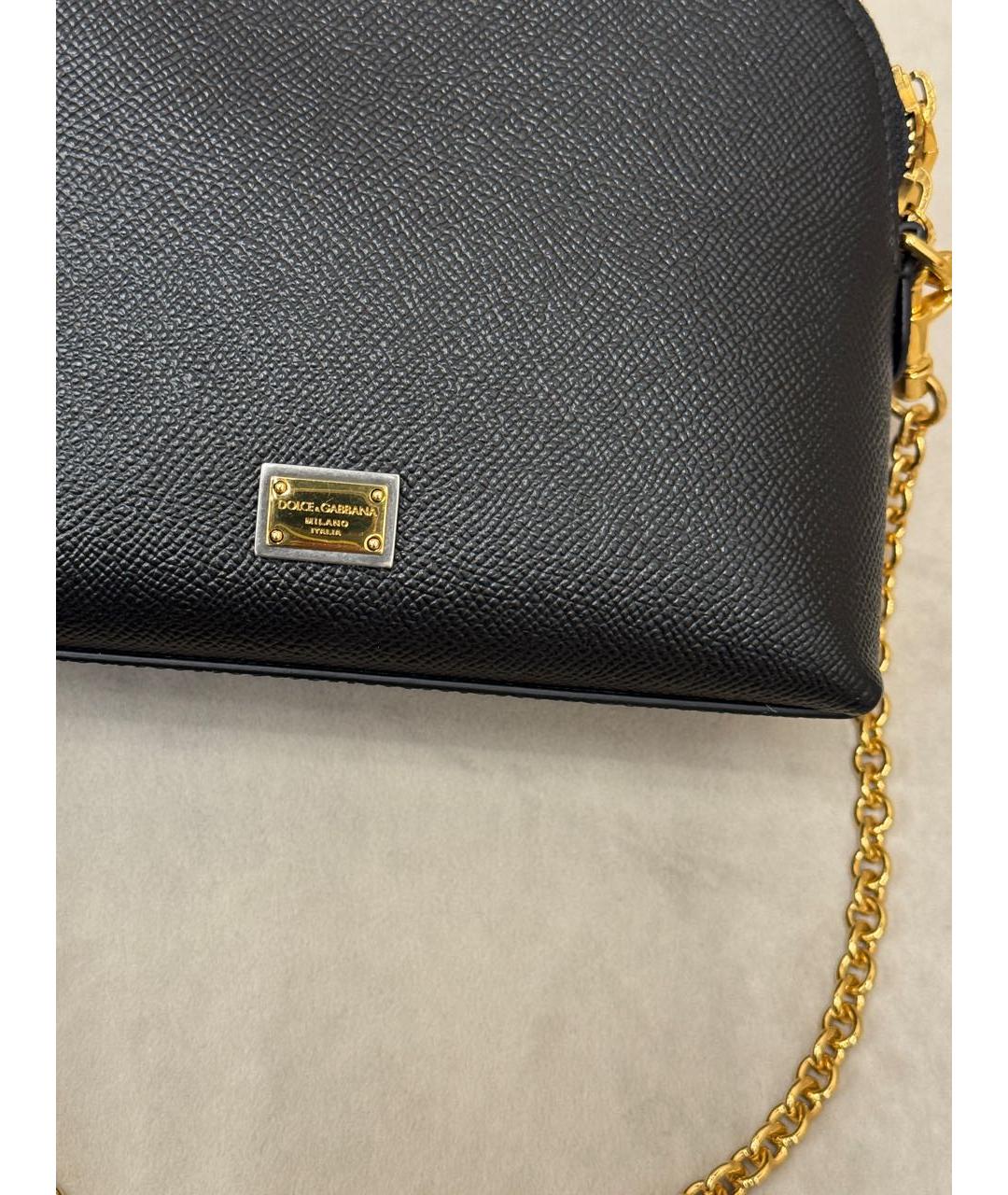 DOLCE&GABBANA Черная кожаная сумка через плечо, фото 3