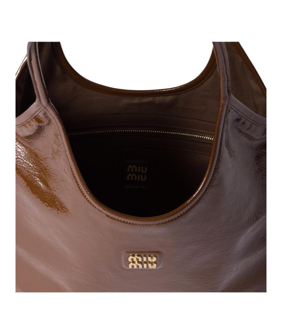 MIU MIU Коричневая кожаная сумка через плечо, фото 4