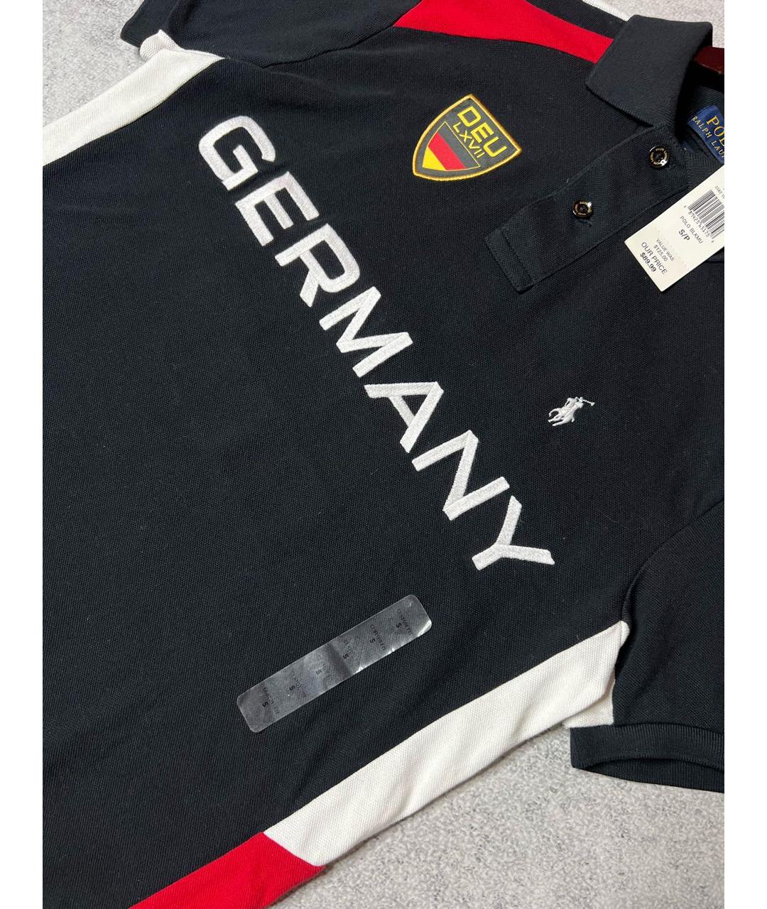 RALPH LAUREN Черное хлопковое поло с коротким рукавом, фото 4