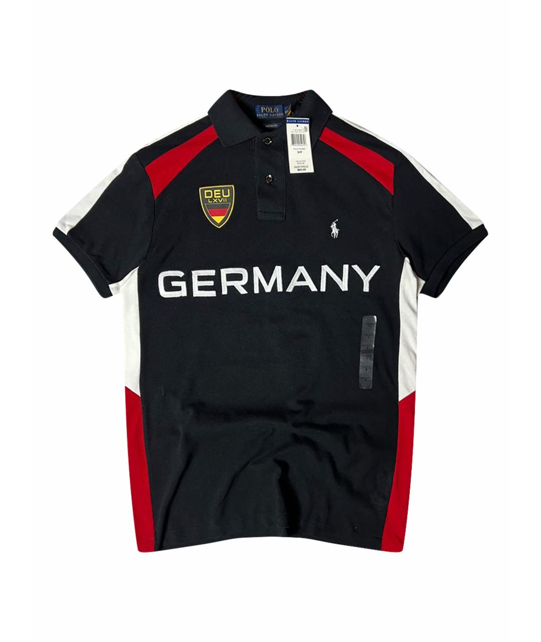 RALPH LAUREN Черное хлопковое поло с коротким рукавом, фото 1