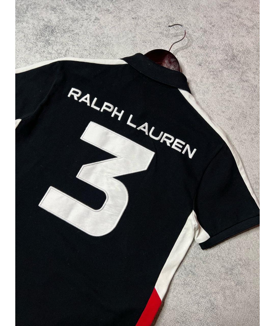 RALPH LAUREN Черное хлопковое поло с коротким рукавом, фото 5