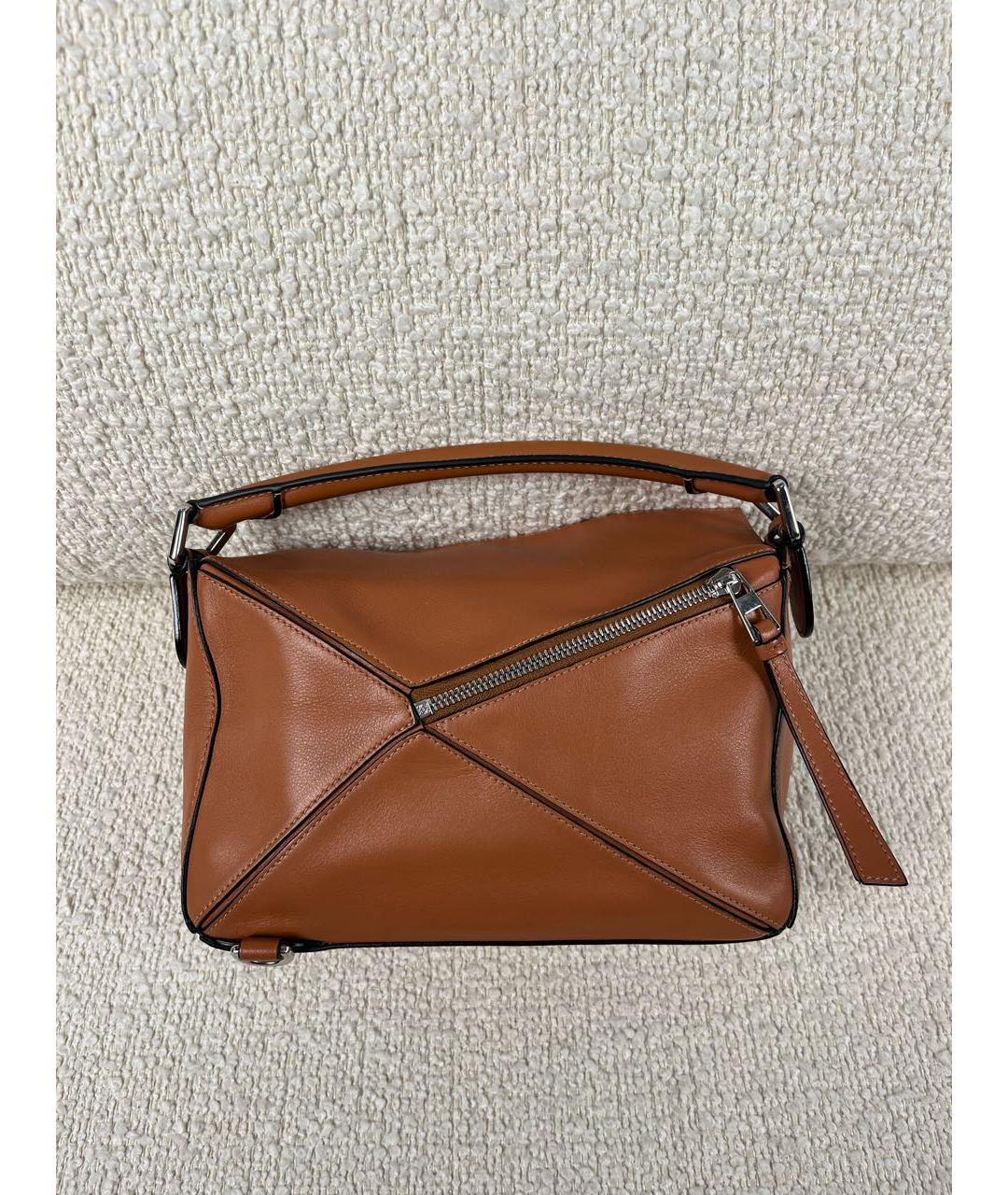 LOEWE Коричневая кожаная сумка с короткими ручками, фото 3