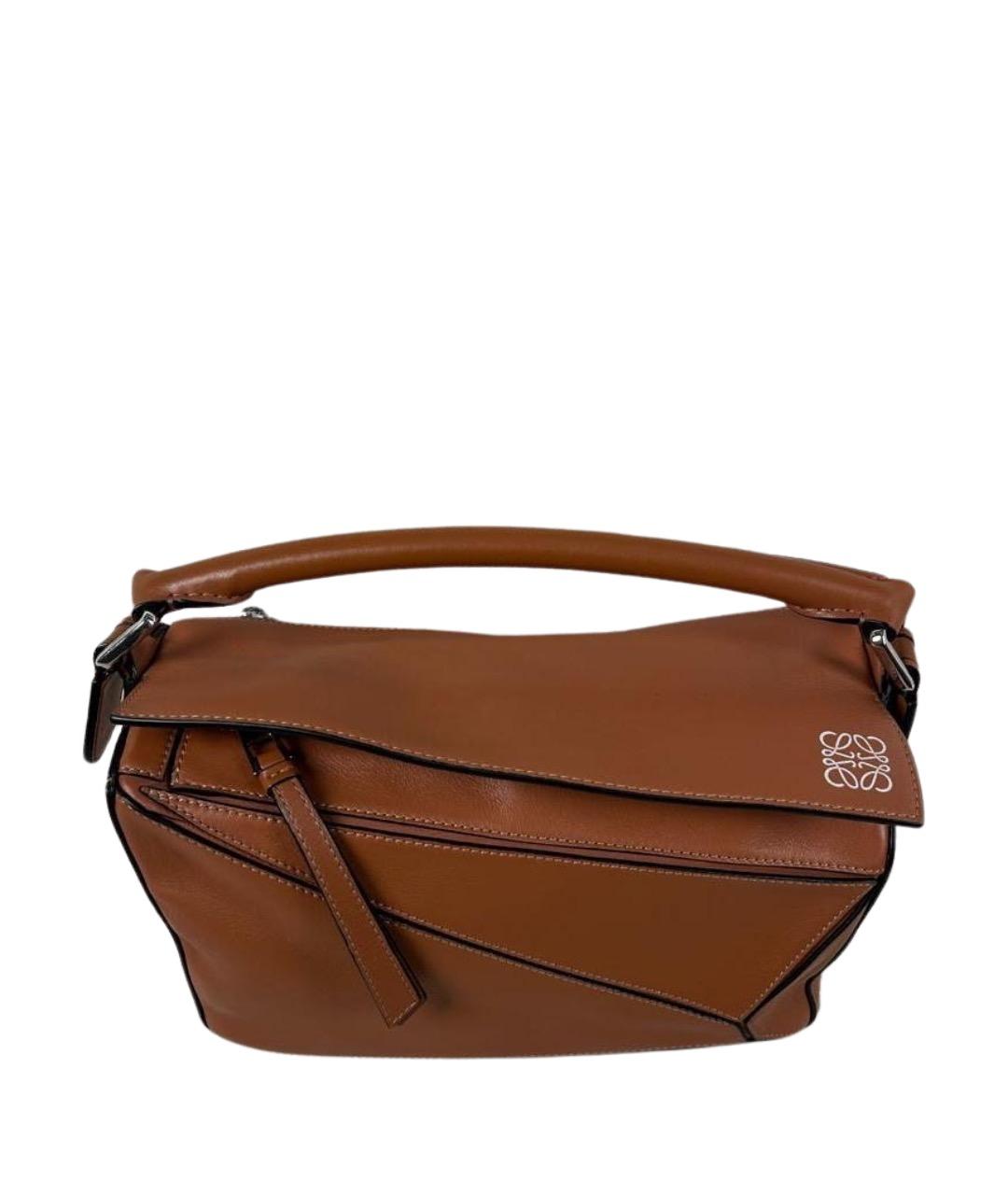 LOEWE Коричневая кожаная сумка с короткими ручками, фото 1