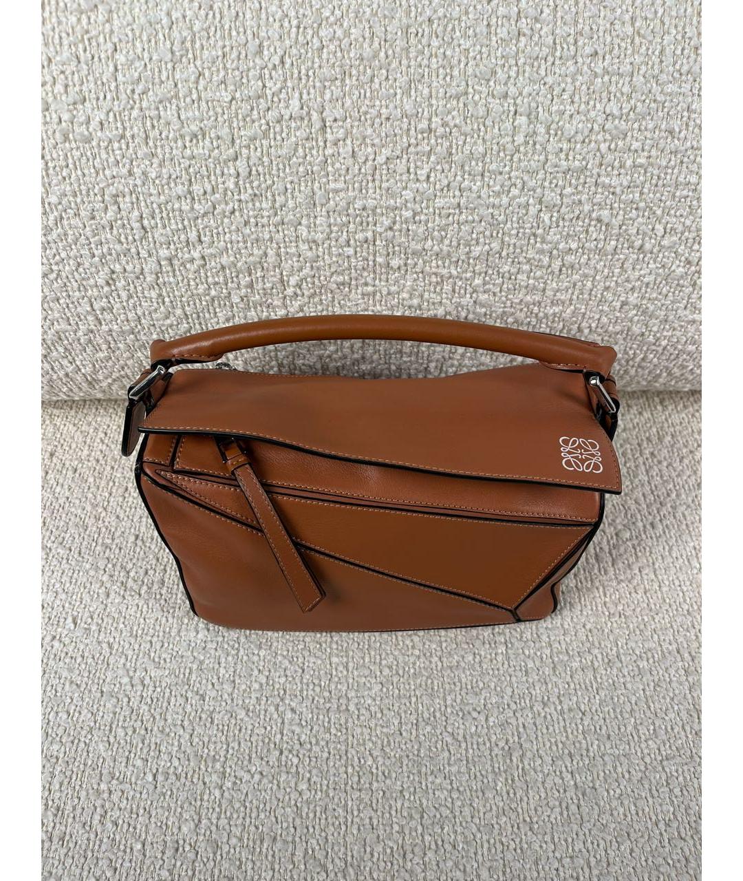 LOEWE Коричневая кожаная сумка с короткими ручками, фото 9