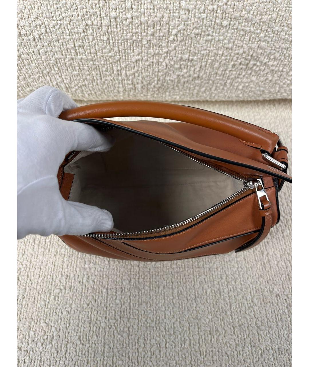 LOEWE Коричневая кожаная сумка с короткими ручками, фото 4
