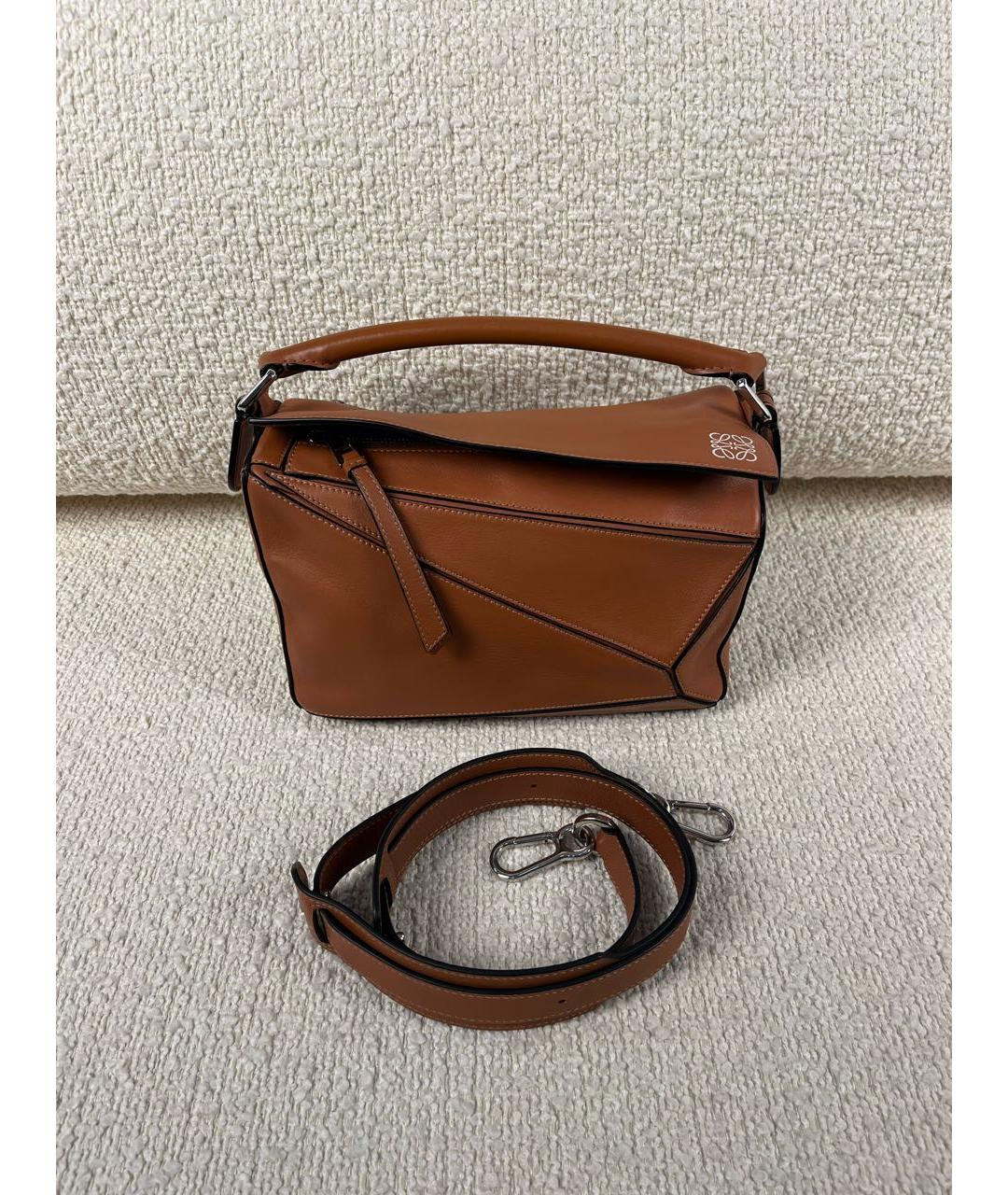 LOEWE Коричневая кожаная сумка с короткими ручками, фото 6