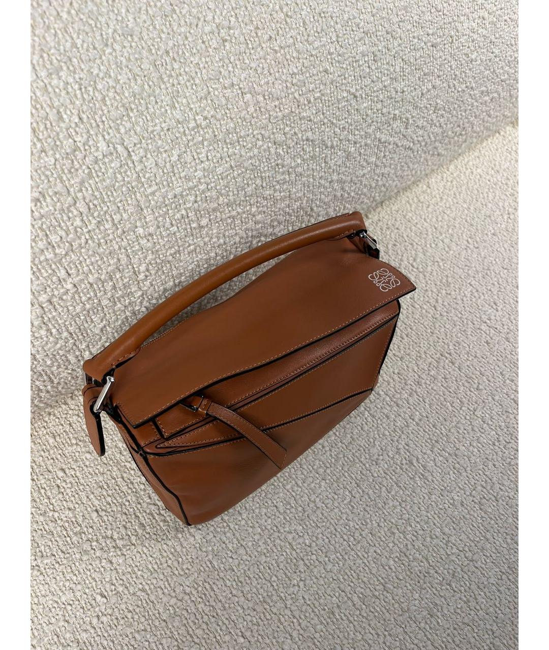 LOEWE Коричневая кожаная сумка с короткими ручками, фото 2