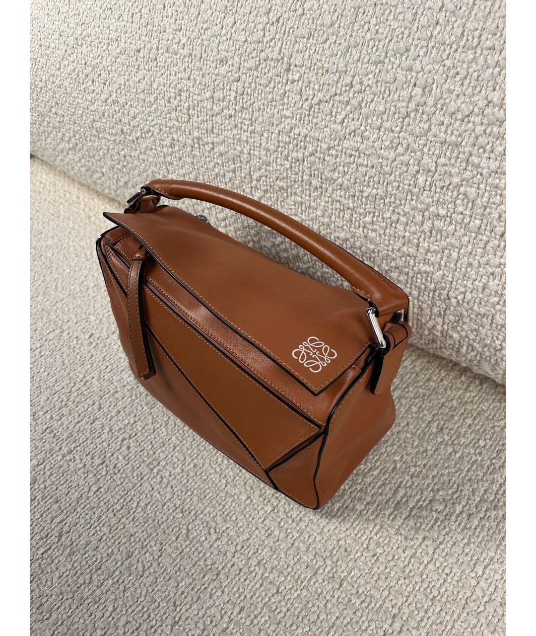 LOEWE Коричневая кожаная сумка с короткими ручками, фото 5