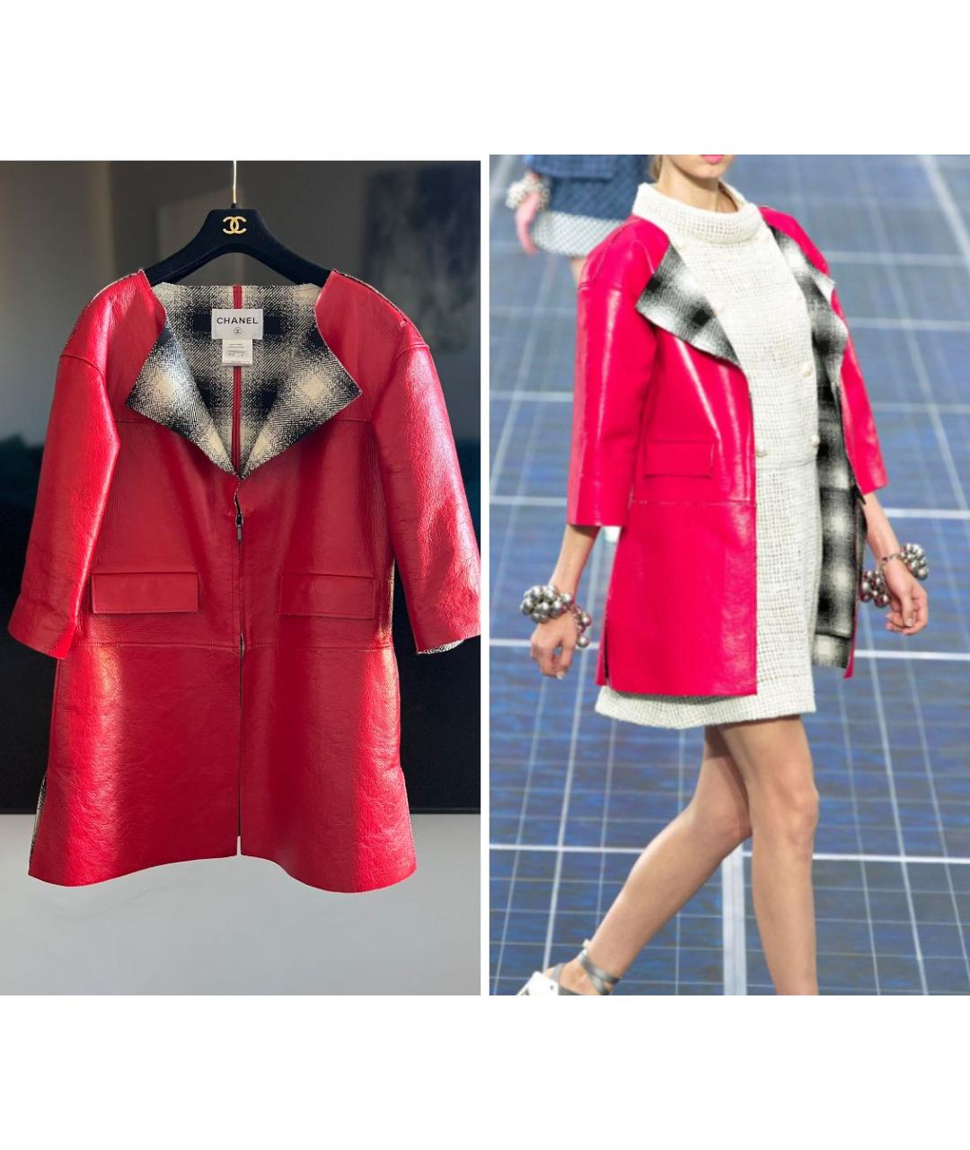 CHANEL Красный кожаный тренч/плащ, фото 8