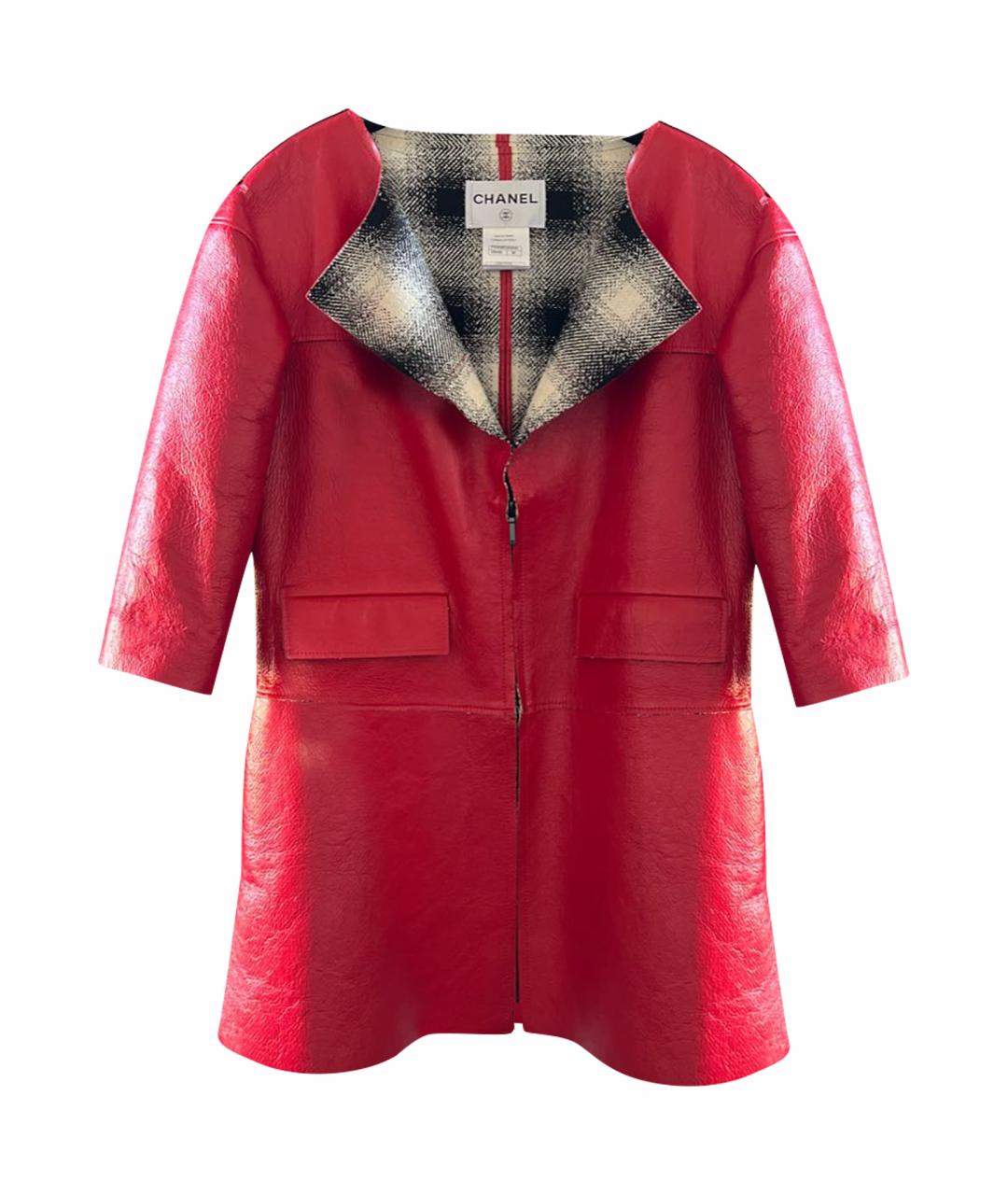 CHANEL Красный кожаный тренч/плащ, фото 1