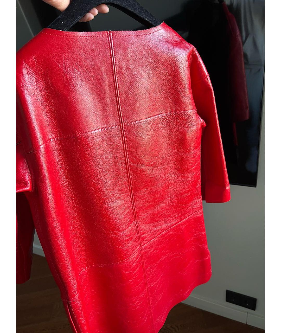 CHANEL Красный кожаный тренч/плащ, фото 7