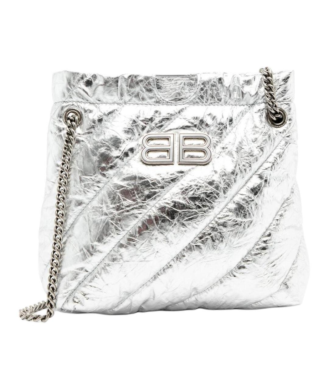 BALENCIAGA Серебряная кожаная сумка через плечо, фото 1
