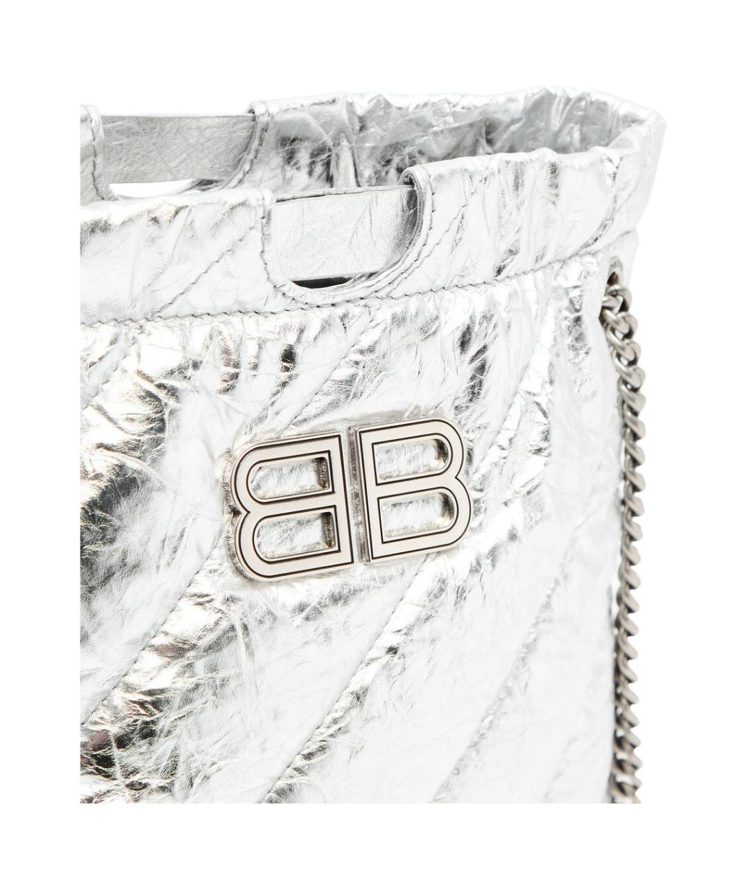 BALENCIAGA Серебряная кожаная сумка через плечо, фото 3