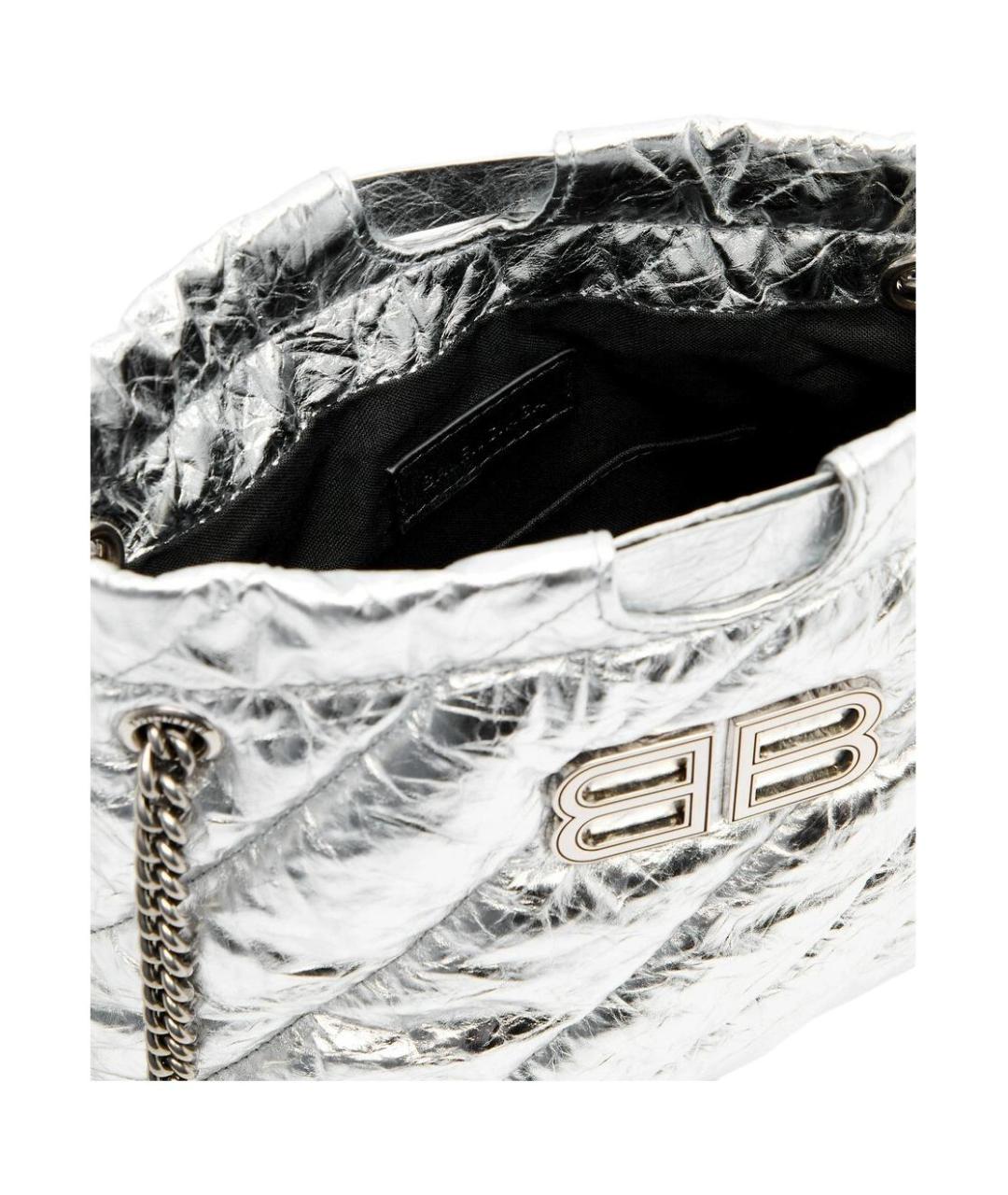 BALENCIAGA Серебряная кожаная сумка через плечо, фото 4