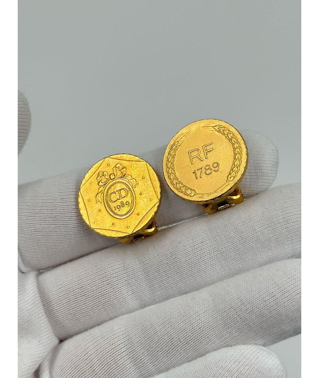 CHRISTIAN DIOR Золотые позолоченные клипсы, фото 4