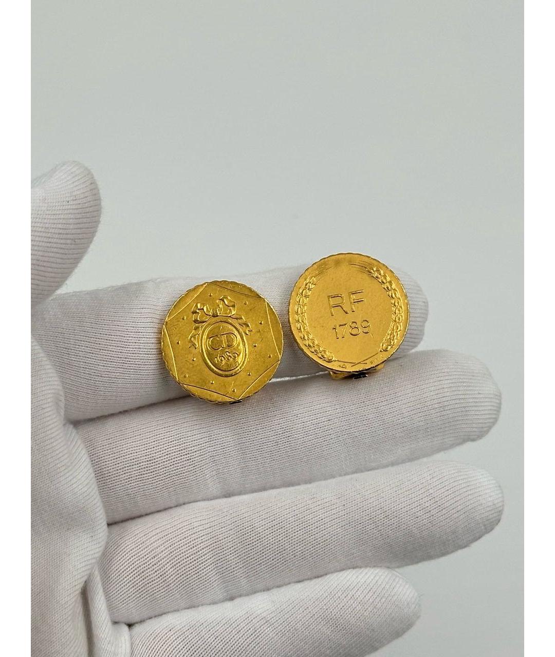CHRISTIAN DIOR Золотые позолоченные клипсы, фото 3