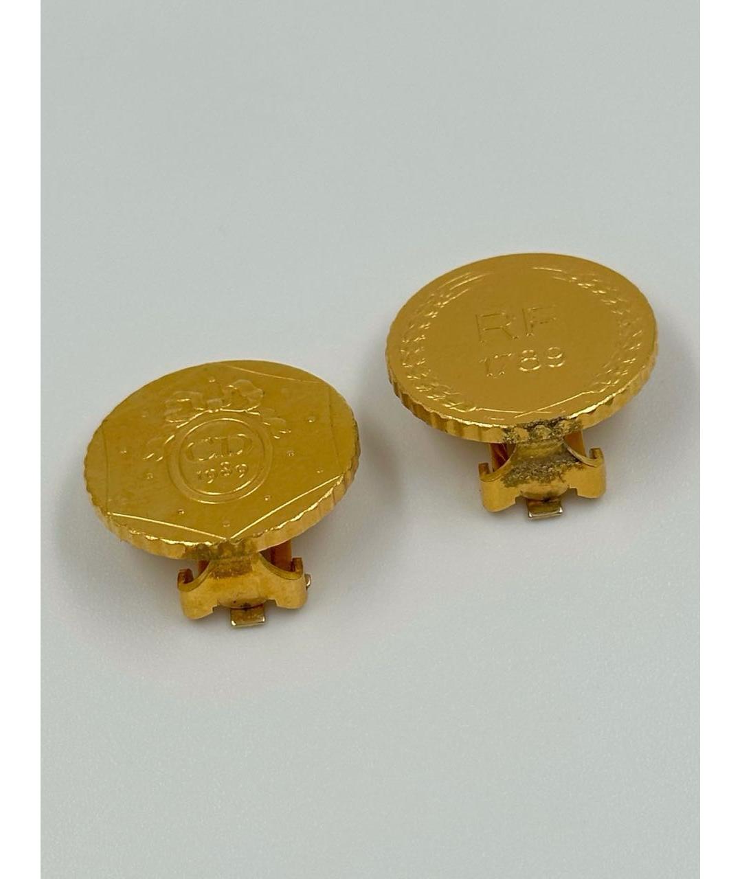 CHRISTIAN DIOR Золотые позолоченные клипсы, фото 2