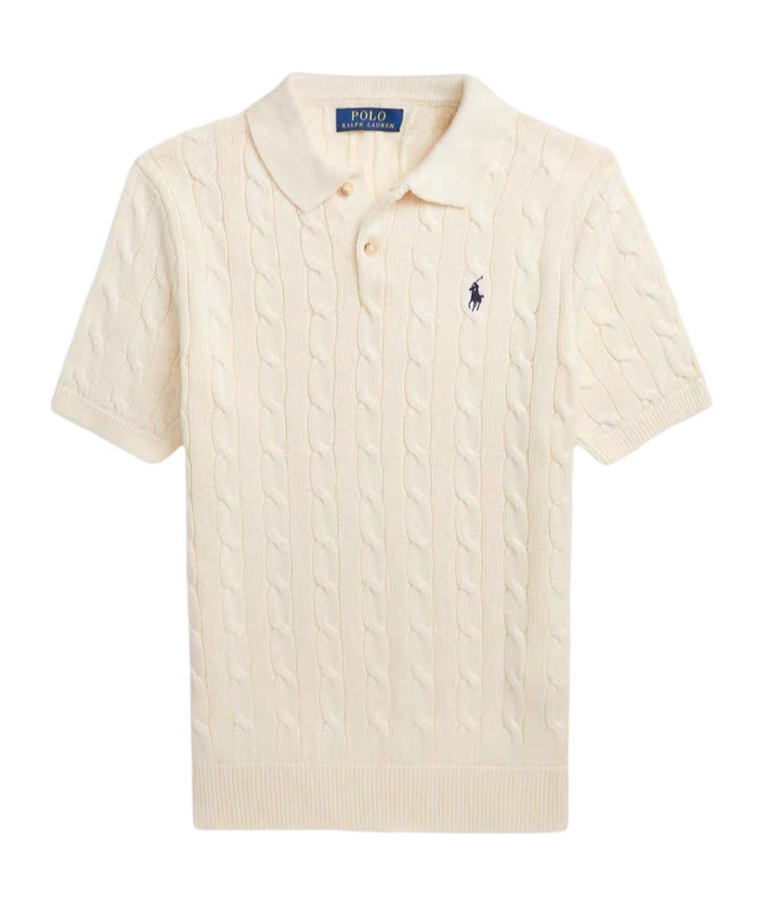 POLO RALPH LAUREN Бежевое хлопковое поло с коротким рукавом, фото 1