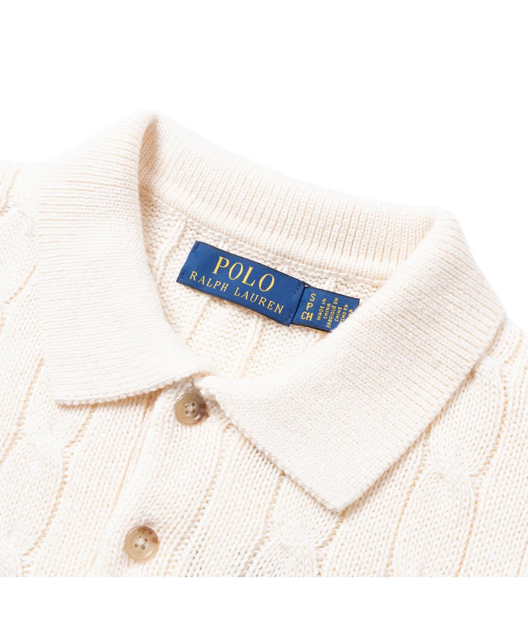 POLO RALPH LAUREN Бежевое хлопковое поло с коротким рукавом, фото 2