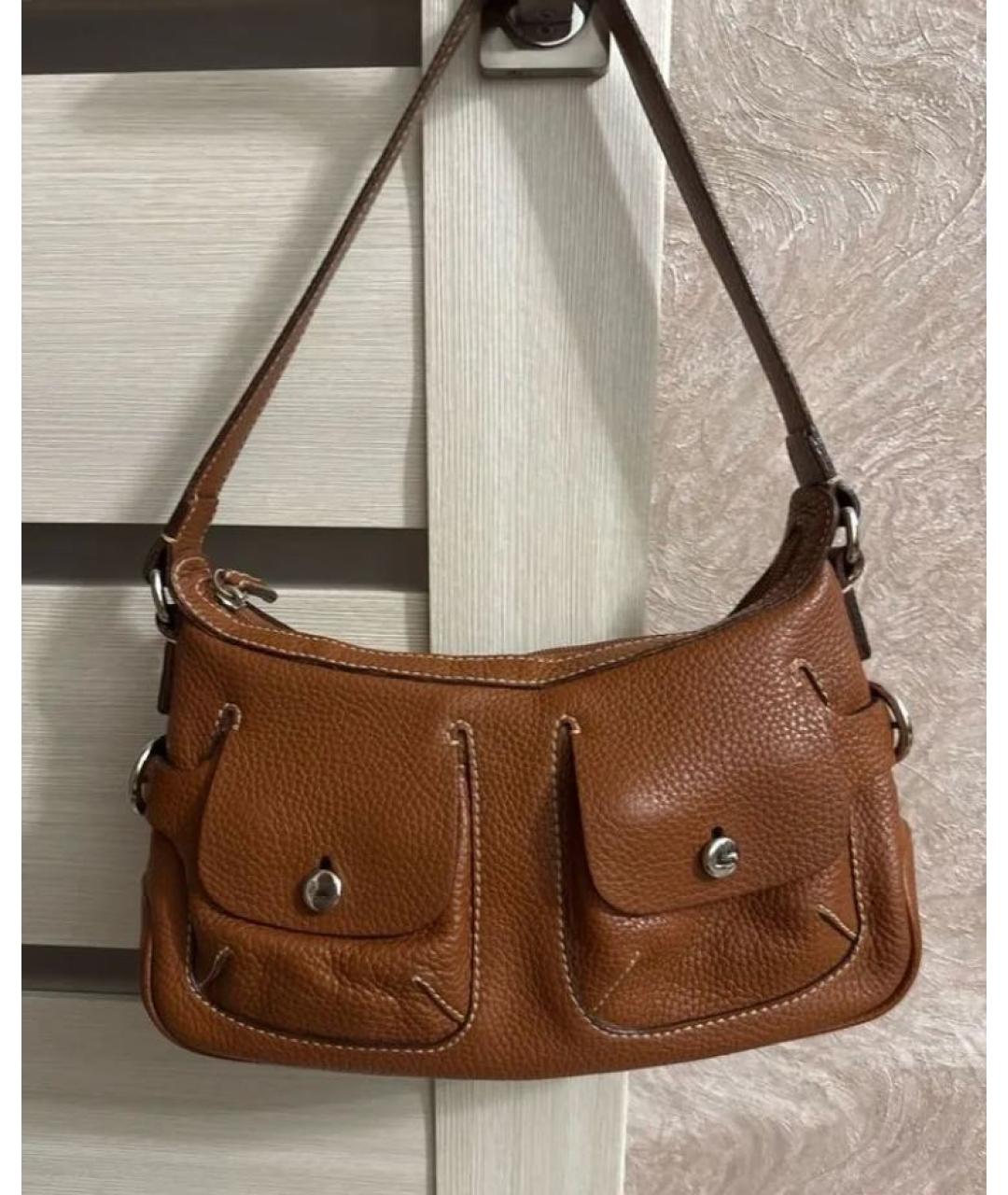 LANCEL Коричневая кожаная сумка через плечо, фото 6