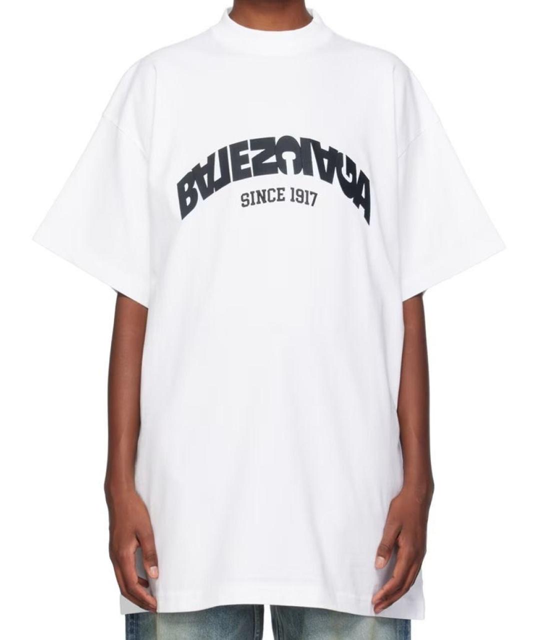 BALENCIAGA Белая хлопковая футболка, фото 4